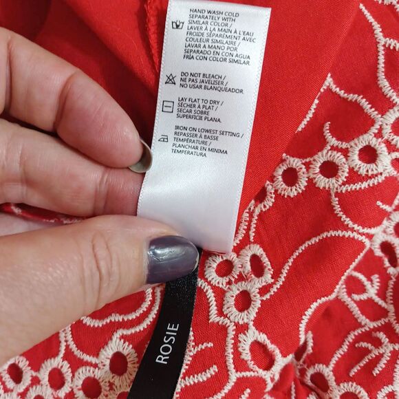 Buffalo David Bitton XS Rosie Red Embroidered Eyelet Halter Spaghetti Strap Top - Picture 8 of 8